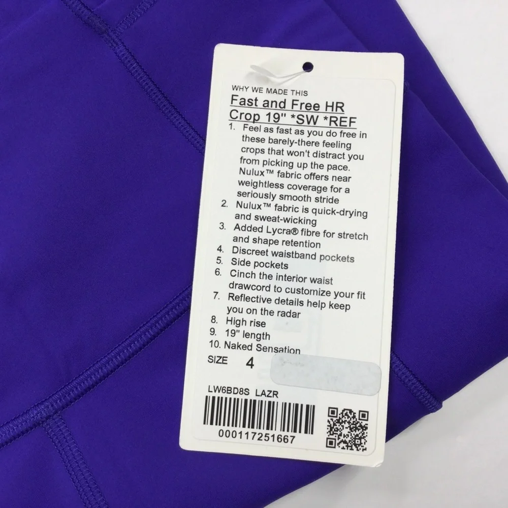 Lululemon Fast & Free *Seawheeze leggings, 4, NWT.